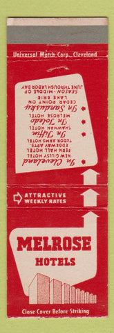 Matchbook Cover - Melrose Hotels Cleveland Tiffin Toledo Sandusky OH