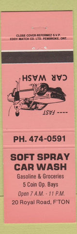 Matchbook Cover - Soft Spray Car Wash Fredericton NB