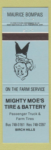 Matchbook Cover - Mighty Moe's Tire Battery Birch Hills SK