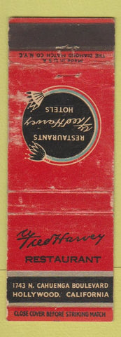 Matchbook Cover - Fred Harvey Restaurant Hollywood CA WORN