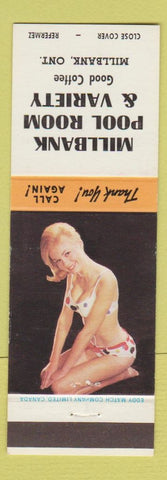 Matchbook Cover - Millbank Pool billiards Millbank ON pinup