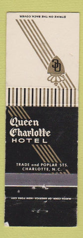 Matchbook Cover - Queen Charlotte Hotel Charlotte NC