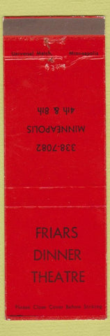 Matchbook Cover - Friars Dinner Theatre Minneapolis MN