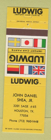 Matchbook Cover - Ludwig Imported Car Parts John Shea Houston TX