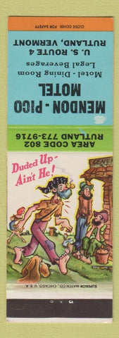 Matchbook Cover - Mendon Pico Motel Rutland VT hillbilly