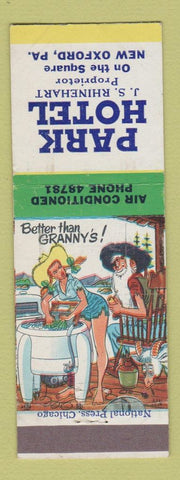 Matchbook Cover - Park Hotel New Oxford PA hillbilly