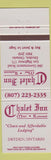 Matchbook Cover - Chalet Inn Dryden ON