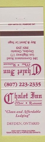 Matchbook Cover - Chalet Inn Dryden ON