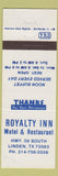 Matchbook Cover - Royalty Inn Motel Linden TX