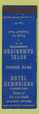 Matchbook Cover - Hotel Cambridge NY