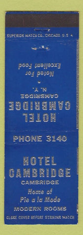 Matchbook Cover - Hotel Cambridge NY