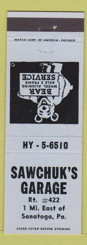 Matchbook Cover - Sawchuk's Garage Sanatoga PA blue