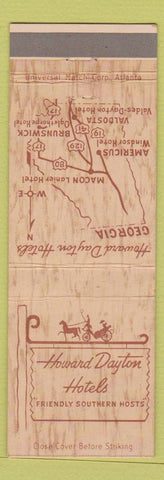 Matchbook Cover - Howard Dayton Hotels Americus Brunswick Valdosta Macon GA