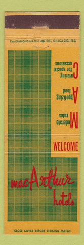 Matchbook Cover - MacArthur Hotels Venice FL Ironton OH Pierre SD Biloxi MS