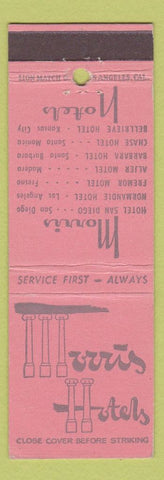 Matchbook Cover - Morris Hotels San Diego Fresno Santa Barbara CA