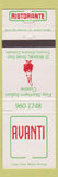Matchbook Cover - Avanti Italian Toronto ON