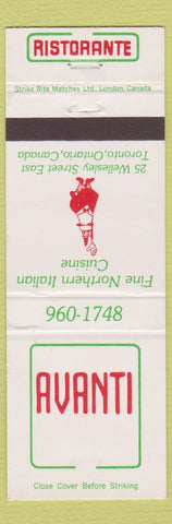 Matchbook Cover - Avanti Italian Toronto ON