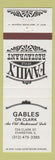 Matchbook Cover - Gables on Clark Evanston IL