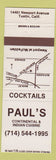 Matchbook Cover - Paul's Indian Restaurant Tustin CA