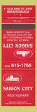 Matchbook Cover - Saigon City Restaurant Mississauga ON