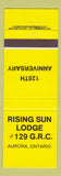 Matchbook Cover - Rising Sun Lodge #129 Aurora ON YELLOW