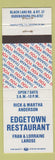 Matchbook Cover - Edgetown Restaurant Ogdensburg NY