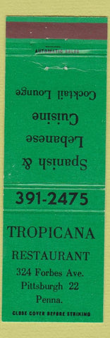 Matchbook Cover - Tropicana Restaurant Pittsburgh PA