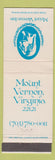 Matchbook Cover - Mount Vernon Inn VA