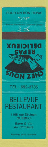 Matchbook Cover - Bellevue Restaurant QC