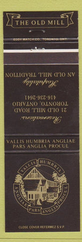 Matchbook Cover - Vallis Humbria Old Mill Toronto ON
