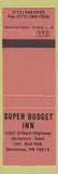 Matchbook Cover - Super Budget Inn Dunmore PA