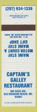 Matchbook Cover - Captain's Galley Restaurant Old Orchard Beach ME