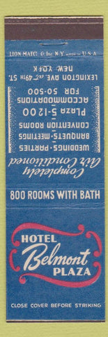 Matchbook Cover - Hotel Belmont Plaza New York City