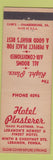 Matchbook Cover - Hotel Plasterer Lebanon PA