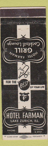 Matchbook Cover - Hotel Farman Lake Zurich IL
