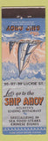 Matchbook Cover - Ship Ahoy Atlanta GA seafood Chinese