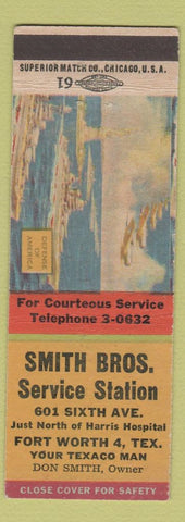 Matchbook Cover - Smith Bros Texaco oil gas Fort Worth TX