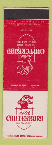 Matchbook Cover - Hotel Canterbury San Francisco CA