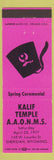 Matchbook Cover - Shriners Kalif Temple Sheridan WY