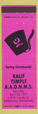 Matchbook Cover - Shriners Kalif Temple Sheridan WY
