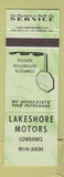 Matchbook Cover - Lakeshore Motors Lowbanks ON GREEN