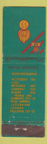 Matchbook Cover - 33rd AA Battalion British Military? WORN BACK