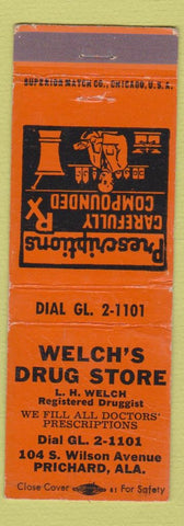 Matchbook Cover - Welch's Drug Store Prichard AL