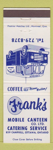 Matchbook Cover - Frank's Mobile Canteen truck Ottawa ON