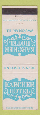 Matchbook Cover - Karcher Hotel Waukegan IL