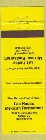 Matchbook Cover - Las Hadas Mexican Restaurant Aurora Colorado Littleton YELLOW