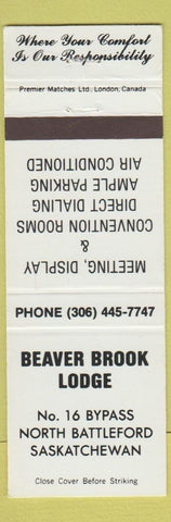 Matchbook Cover - Beaver Brook Lodge North Battleford SK