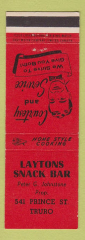 Matchbook Cover - Laytons Snack Bar Turor NS