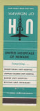 Matchbook Cover - United Hospital of Newark NJ
