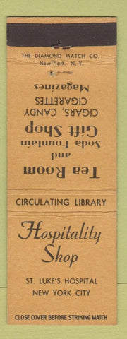 Matchbook Cover - Hospitality Shop St Luke's Hospital New York City
